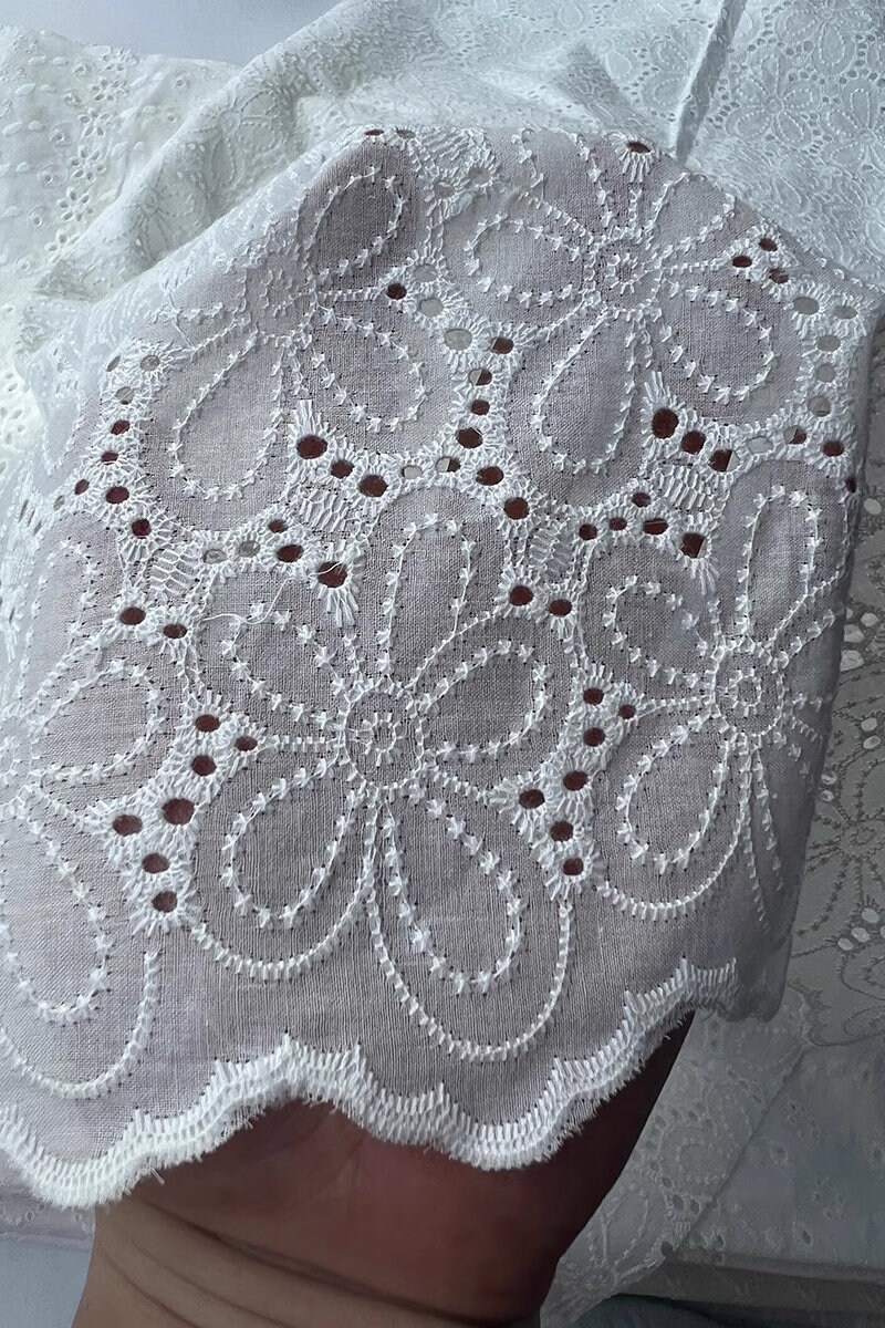 100% Cotton Embroidery Eyelet Fabric, Embroidered Cotton Fabric,cotton ...