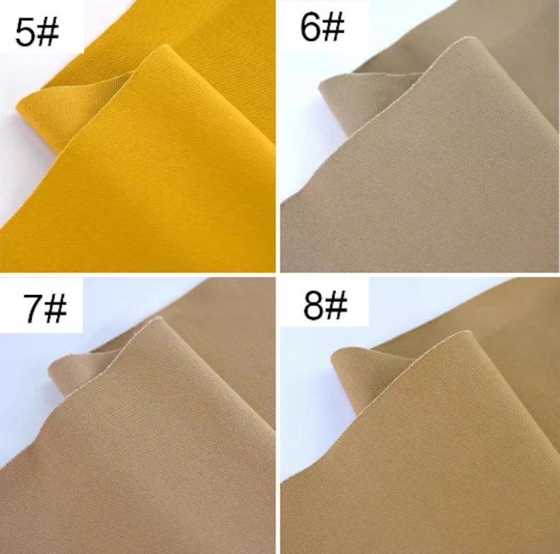 May include: Four fabric swatches, two in a light brown color and two in a mustard yellow color. The swatches are labeled with numbers 5, 6, 7, and 8.