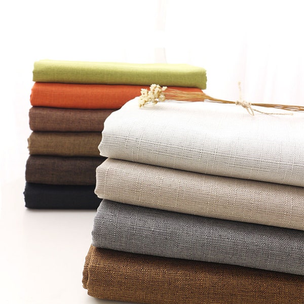 Polyester Cotton Linen Fabric, Sofa Fabric, Curtain Fabric,  Solid Color，By The Half Yard