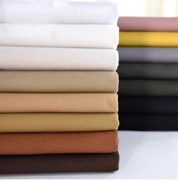 Twill Cotton Fabric, Heavy Weight Twill Fabric,Washed Cotton Fabric, 100% Cotton, Colored Cotton Fabric, By the Half Yard