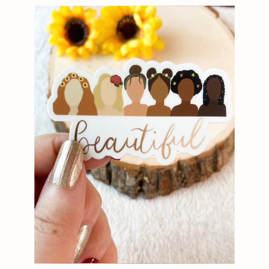 Beautiful Women Sticker, Woman Empowerment, Vinyl Sticker, Water Bottle ...