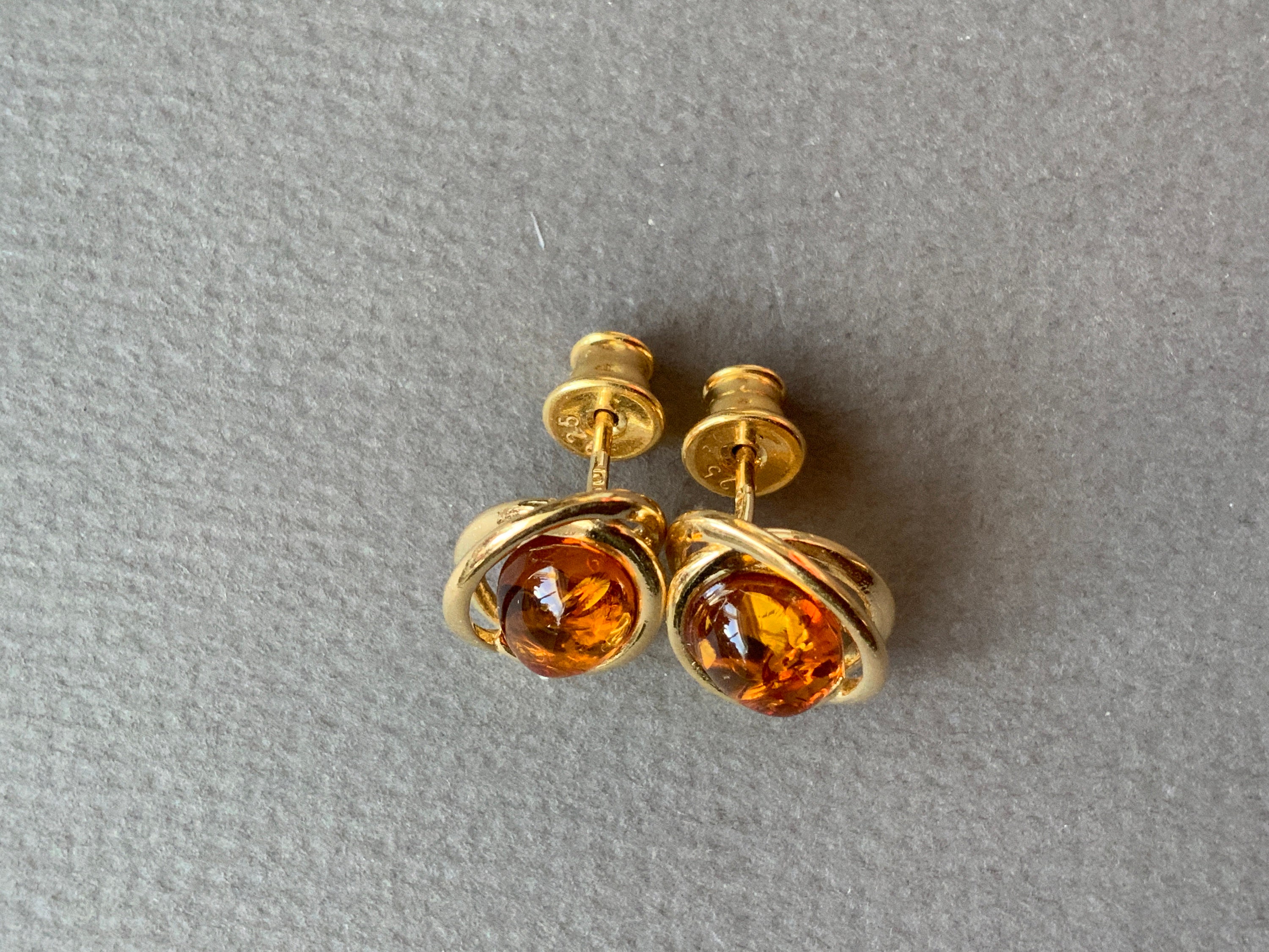 9.213.5 mm amber gold stud earrings cognac amber oval | Etsy