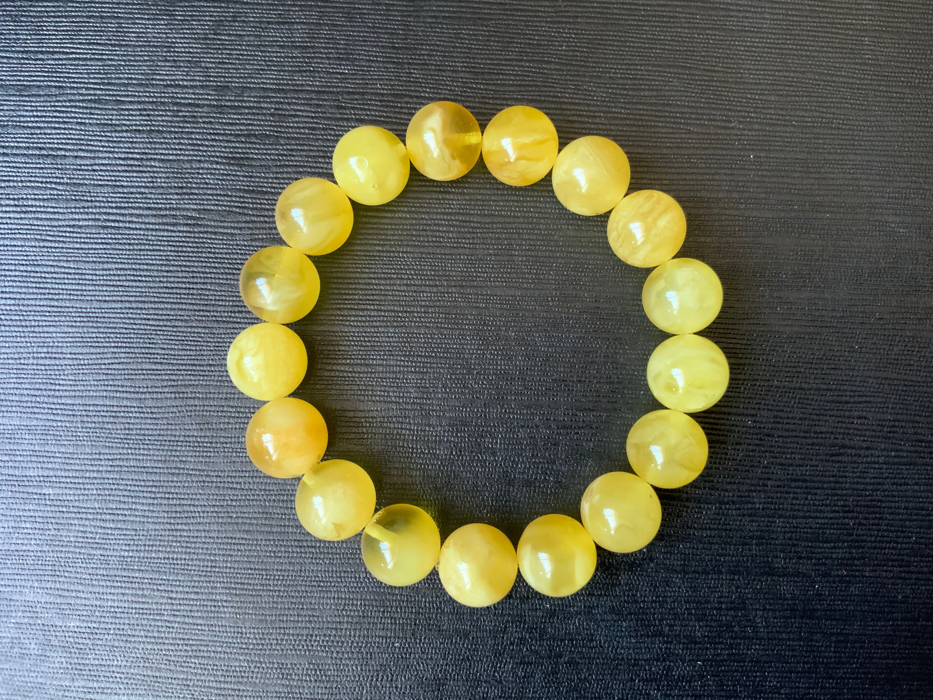 11 mm amber natural beeswax perfect round bracelet untreated | Etsy