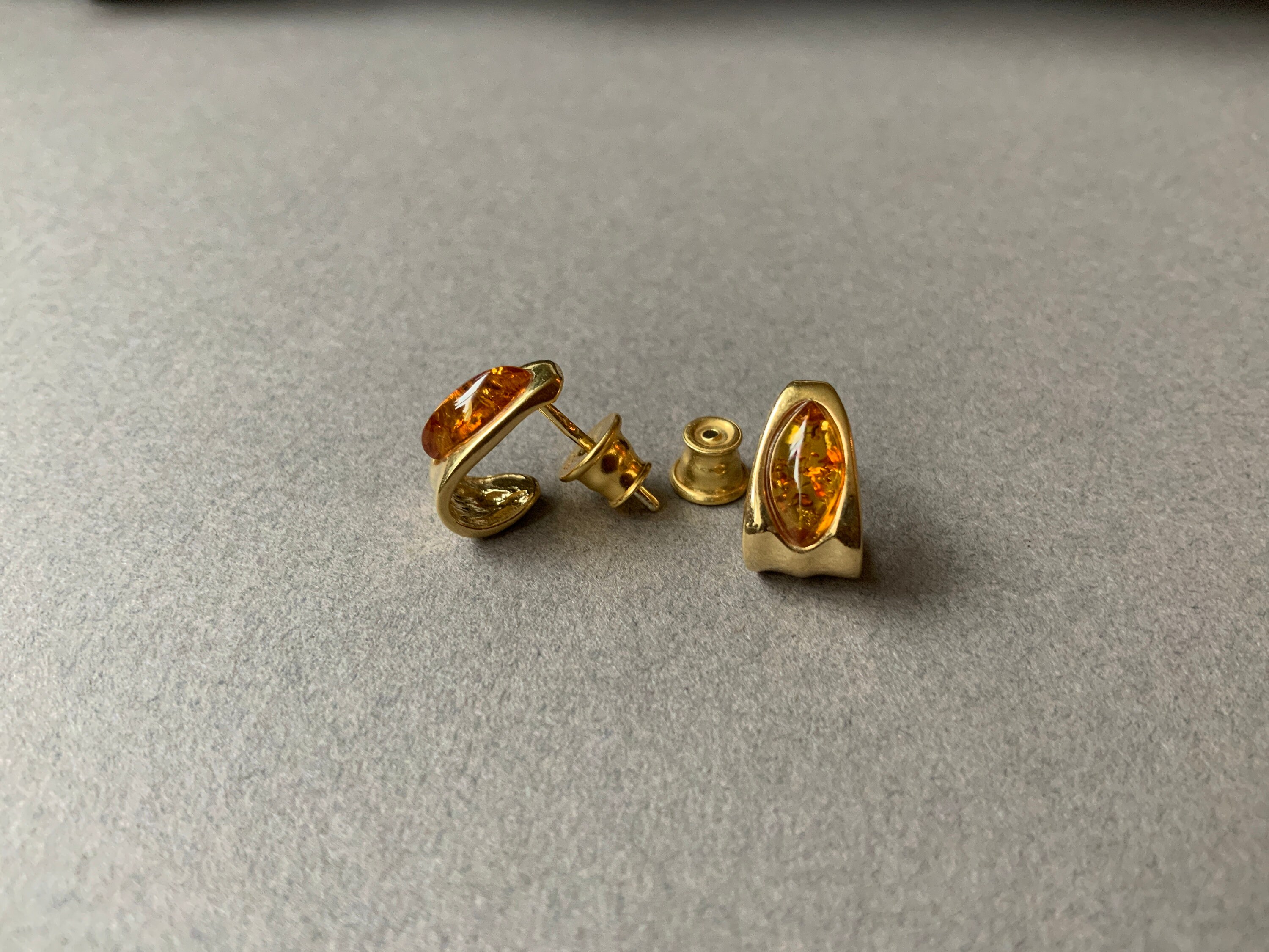 Amber gold stud earrings gold plated sterling silver 925 Etsy