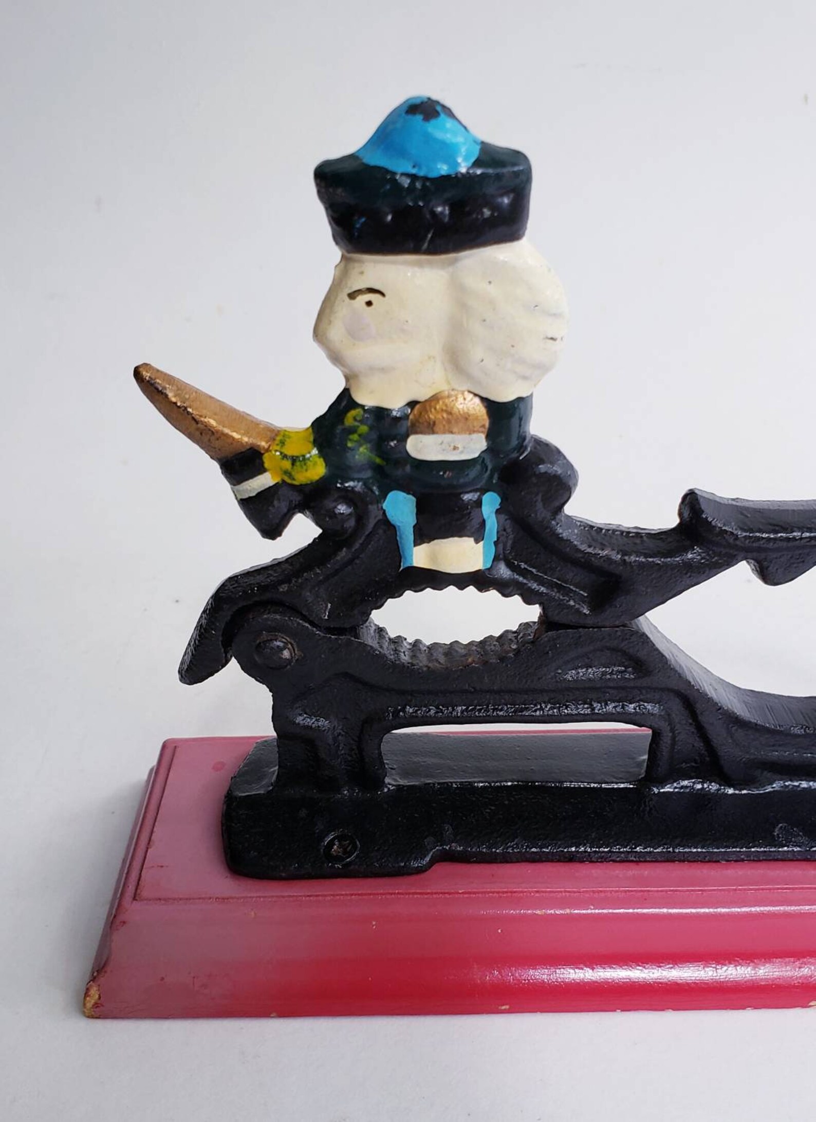 Cast Iron Nutcracker on Red Wood Base Cast Iron Paul Revere Etsy