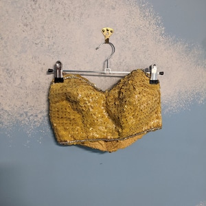 1940s Yellow Sequin Burlesque Showgirl Costume Bra