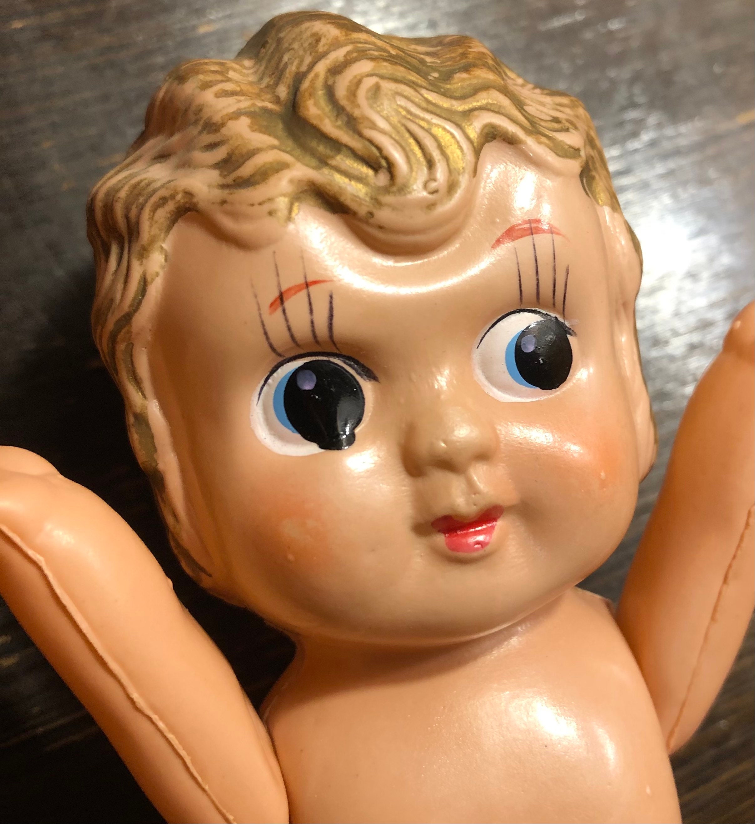 Vintage Celluloid Kewpie Doll 7 with Cream & Pale Pink Lace Etsy