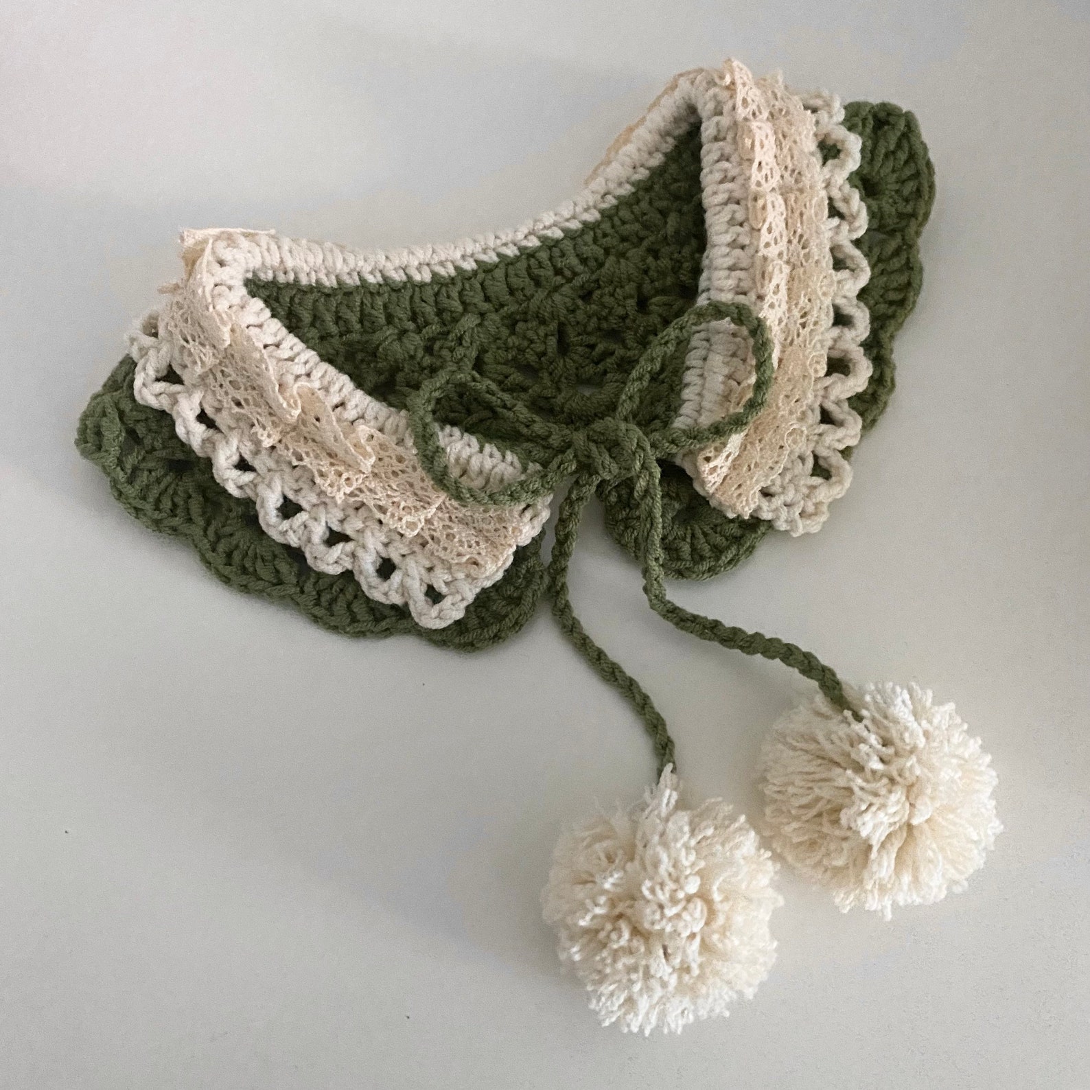 Knitted Pet Collar With Lace Crochet Pet Collar Cat Collar Etsy