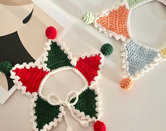 Christmas Triangle Knitted Pet Collar | Crochet Pet Collar | Cat Collar | Dog Collar