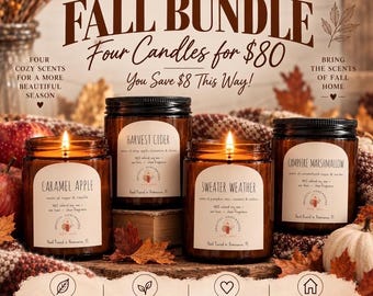 Fall Candle Gift Set | Cozy Autumn Scents | Pure Soy Wax |Handmade | Fall Home Decor