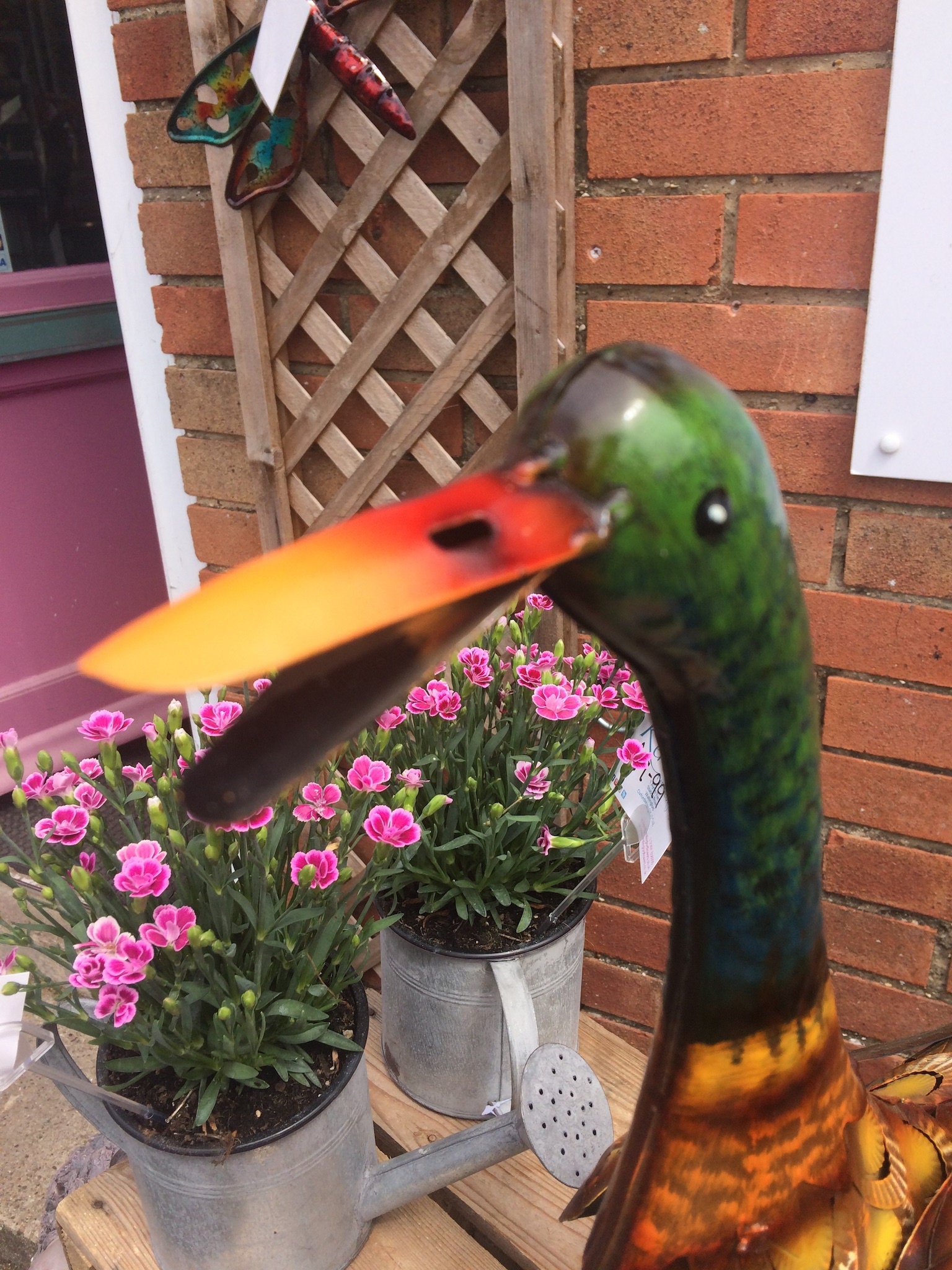 Handcrafted Metal Duck Garden Ornament Statue Sculpture Etsy