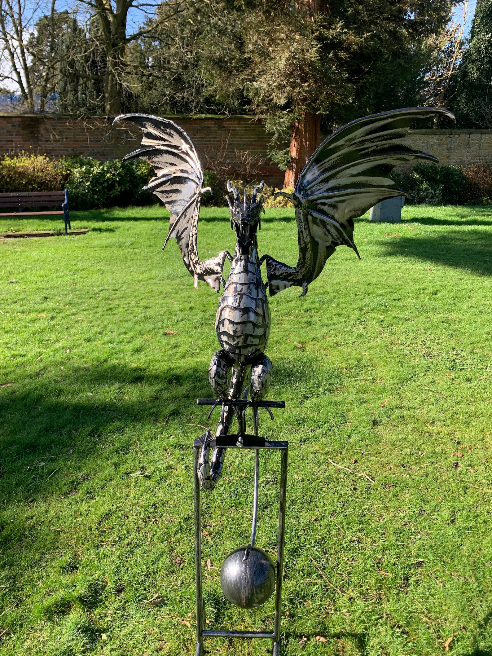 Handcrafted Metal Rocking Dragon Garden Ornament Statue Etsy