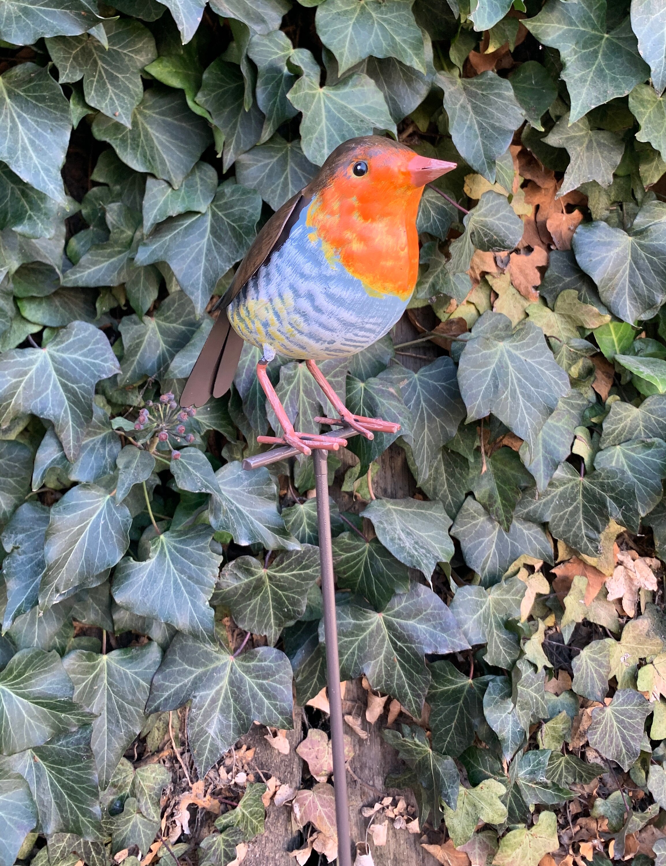 Handcrafted Metal Robin on a Stake Garden Ornament Etsy