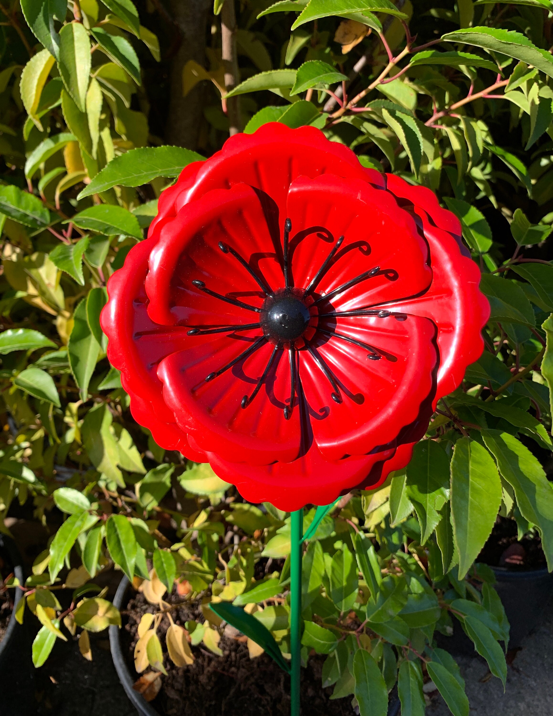 Handcrafted Metal Poppy Flower Garden Ornament Statue Etsy