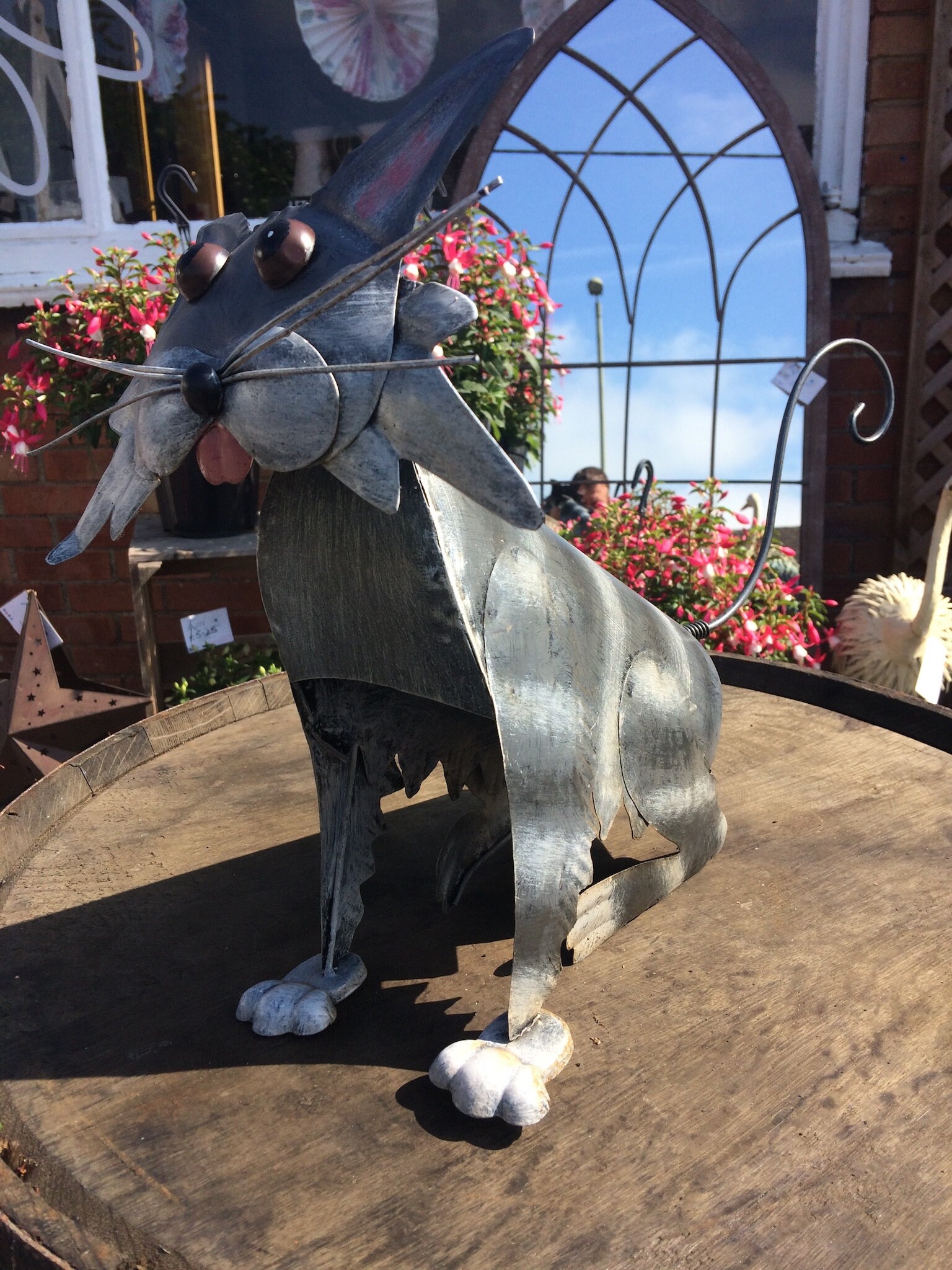 Unique Handcrafted Metal Nodding Cat Garden Ornament Statue Etsy