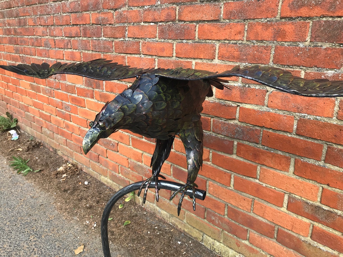 Handcrafted Metal Flying Eagle Garden Ornament Statue Etsy