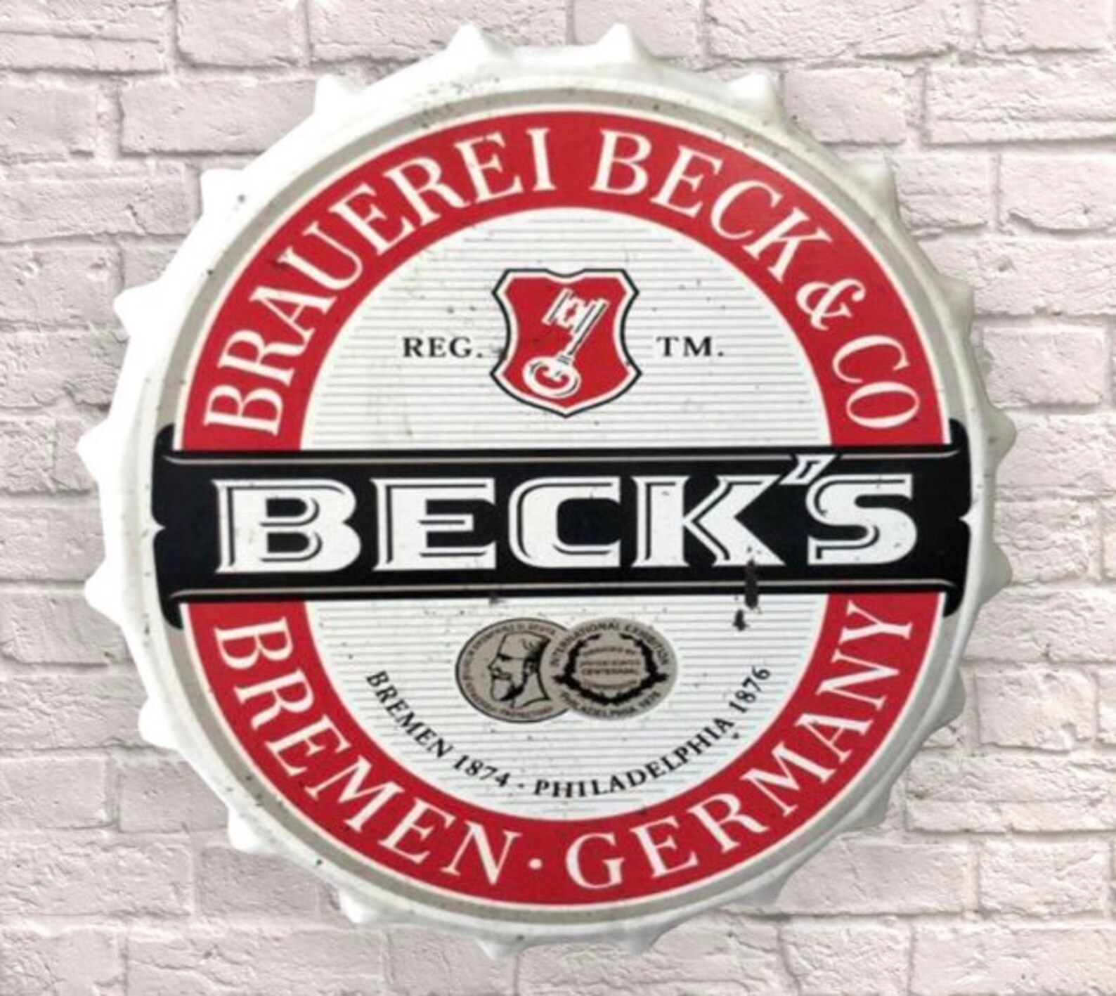 Large Becks Lager Metal Bottle Top Sign Wall Art Plaque Etsy