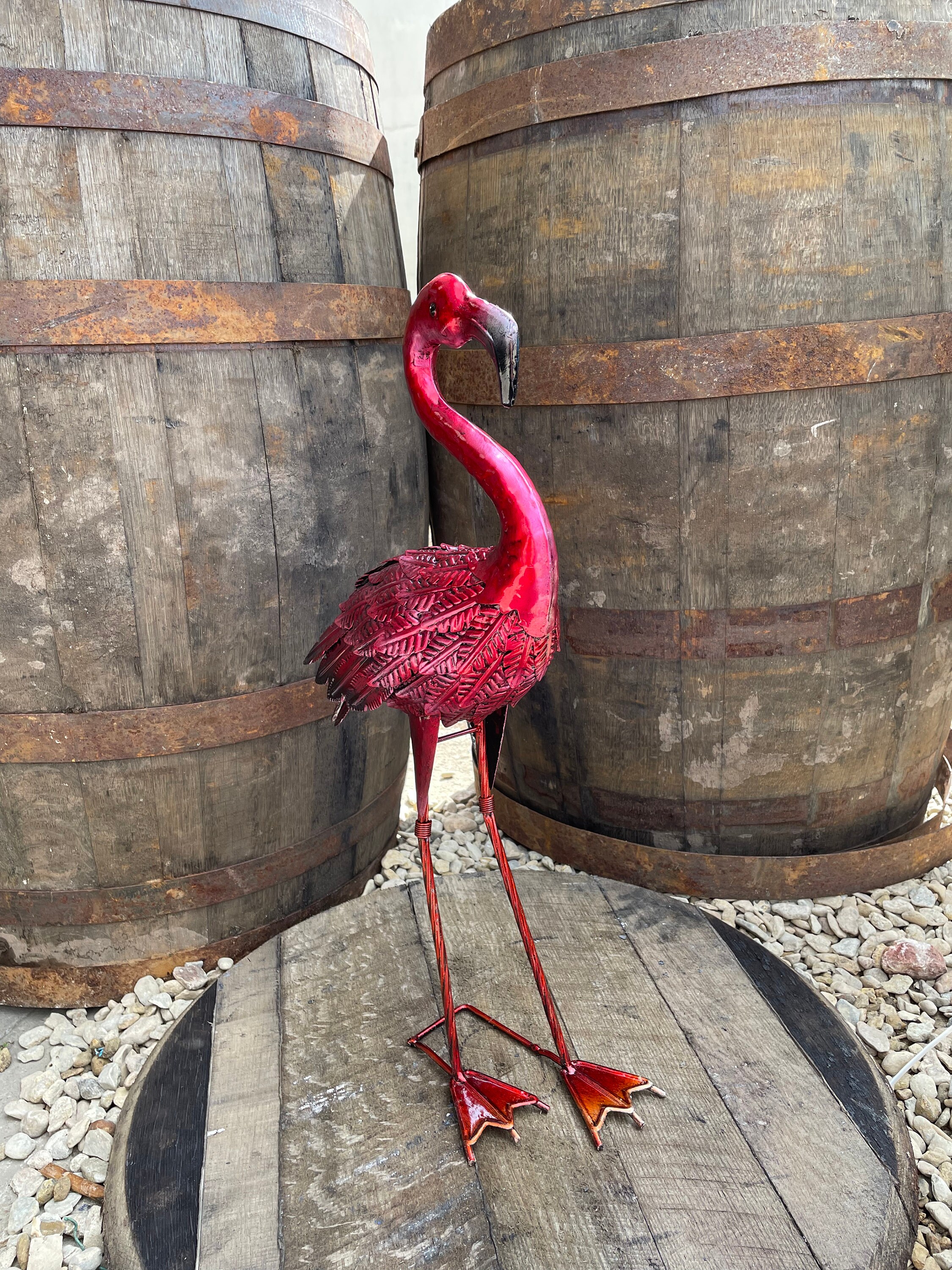 Handcrafted Metal Flamingo Garden Ornament Statue Sculpture Etsy