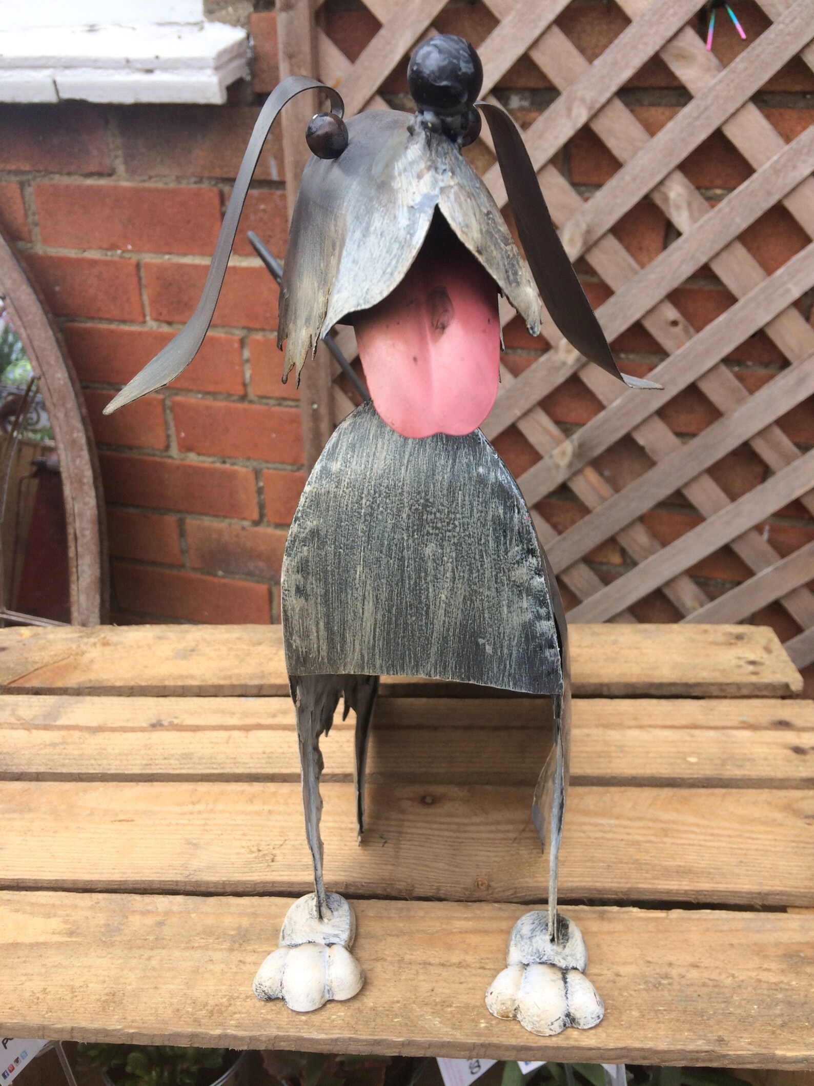 Unique Handcrafted Metal Nodding Dog Garden Ornament Statue Etsy