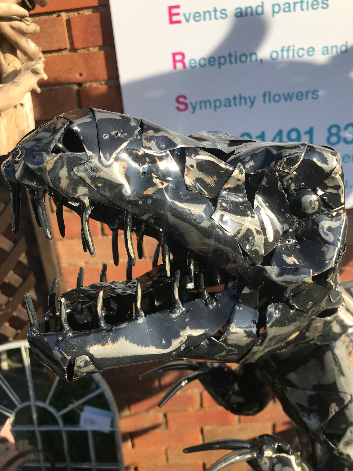 Handcrafted Metal Trex Dinosaur Garden Ornament Statue Etsy UK