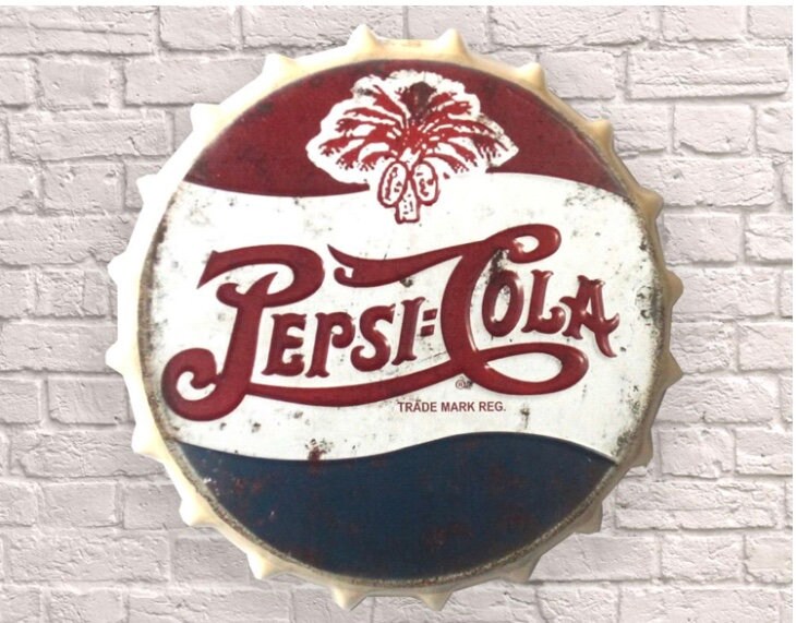 Pepsi Cola Metal Bottle Top Sign Wall Art Wall Plaque Etsy