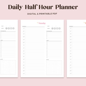 7 Days of Daily Half-hour Schedule Planner - Etsy