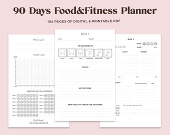 90 Days Food & Fitness Planner | Printable