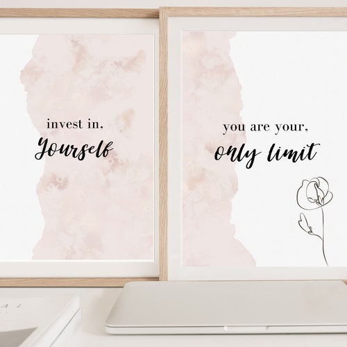 SET of 6 Blush Pink Inspirational Motivational Home Office Etsy