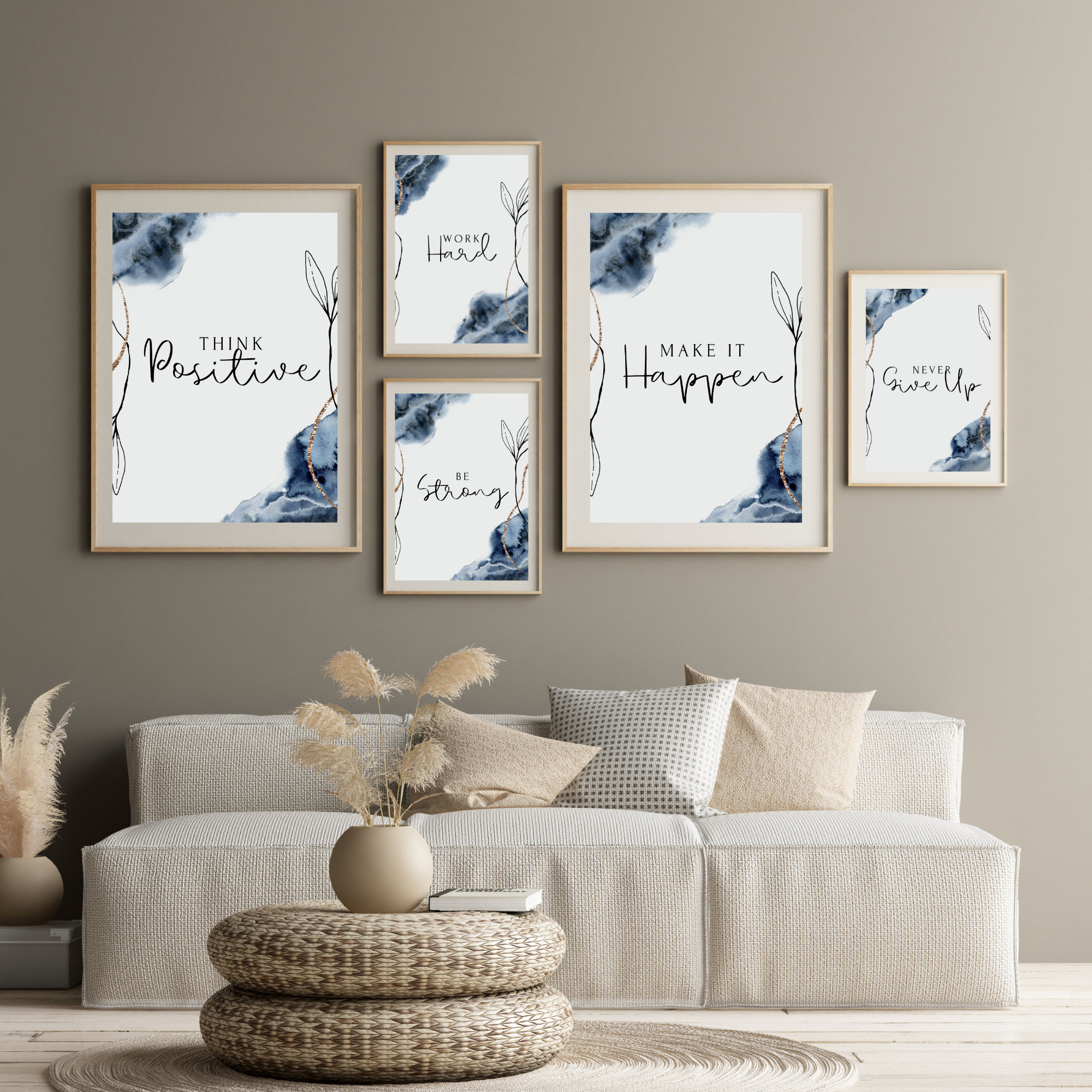 SET of 6 Inspirational Motivational Home Office Wall Art Decor Etsy