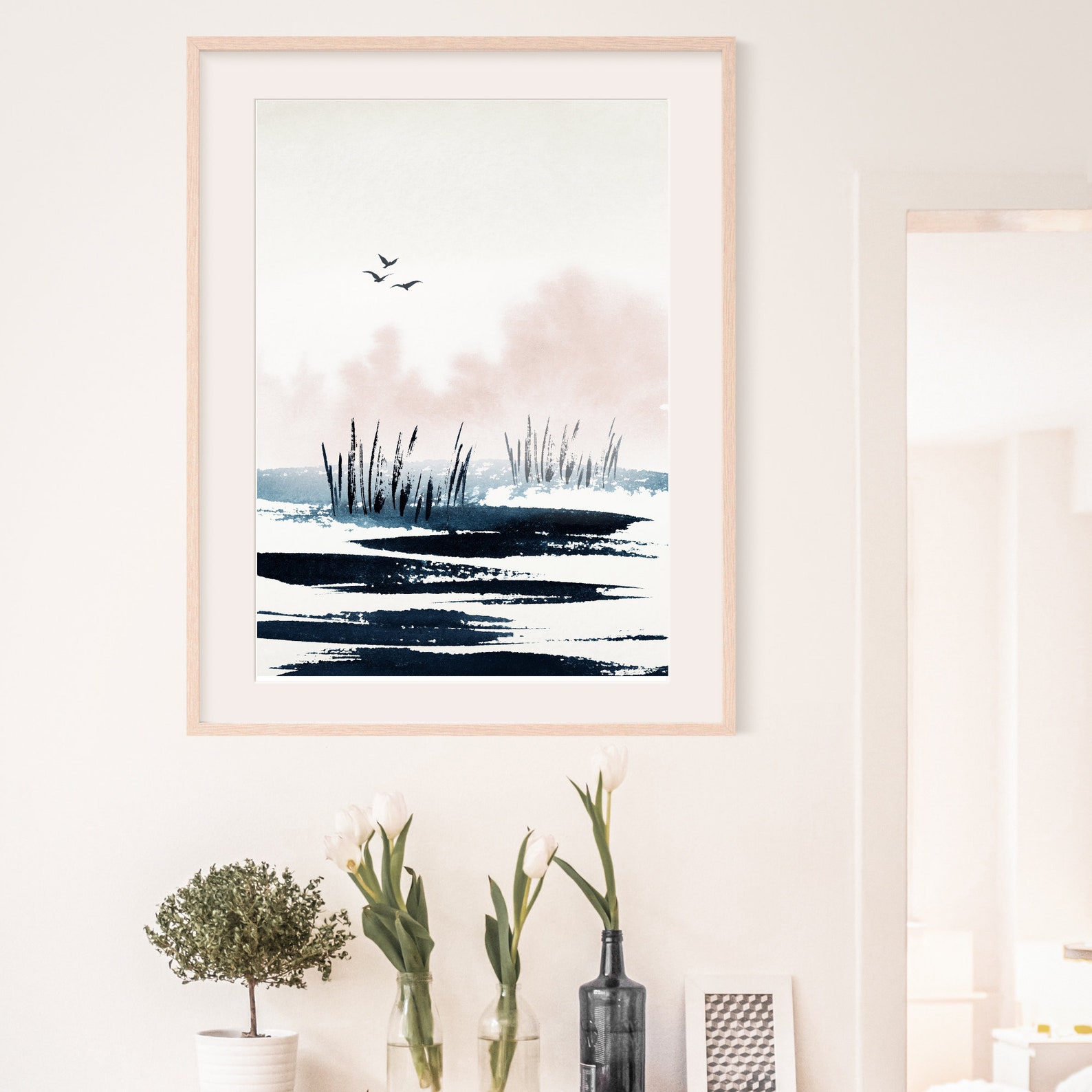 Blue Pink Wall Art Blue Blush Pink Wall Art Nursery Bedroom Etsy