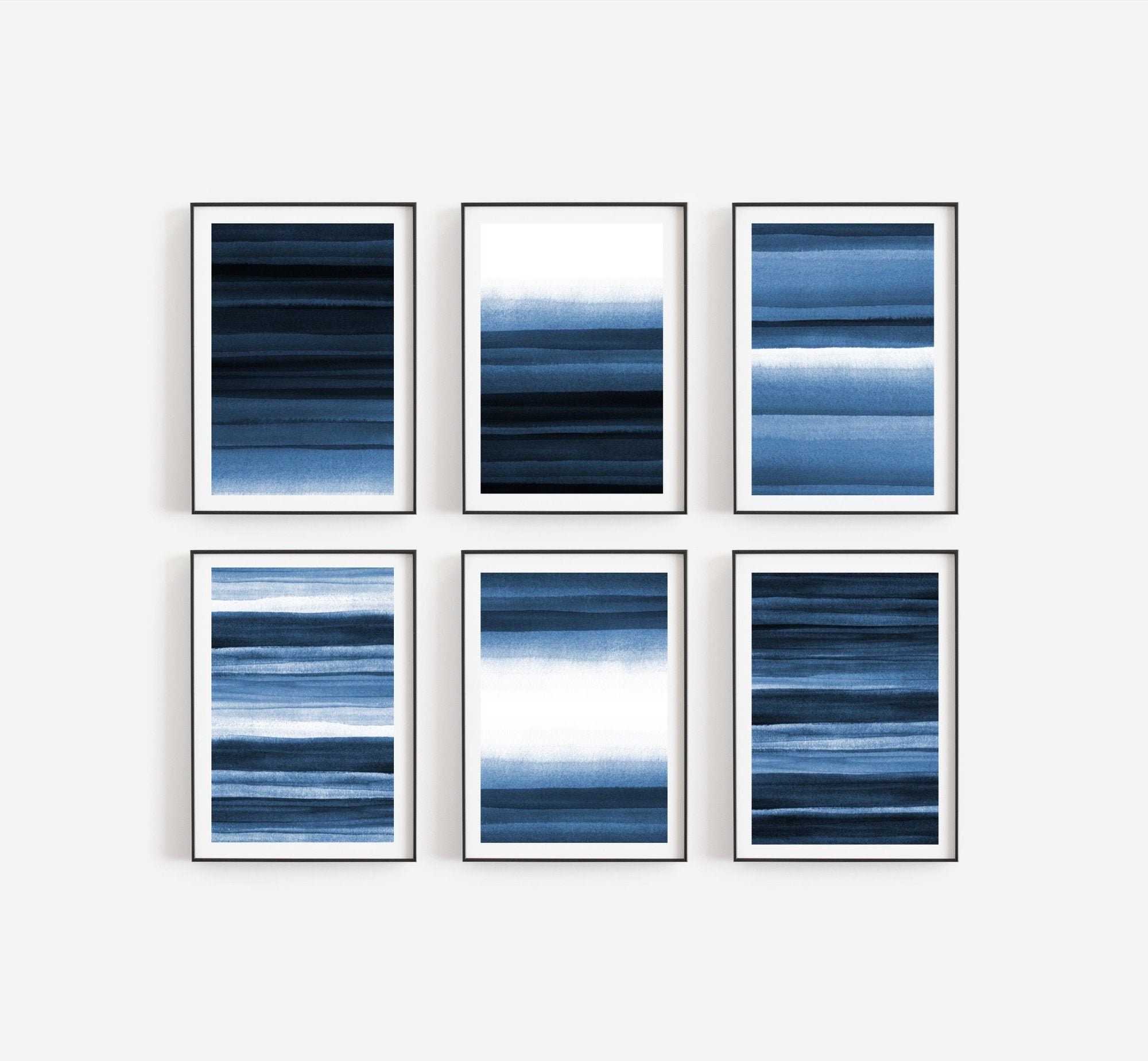 SET de 6 minimalista azul marino abstracto imprimible pared | Etsy