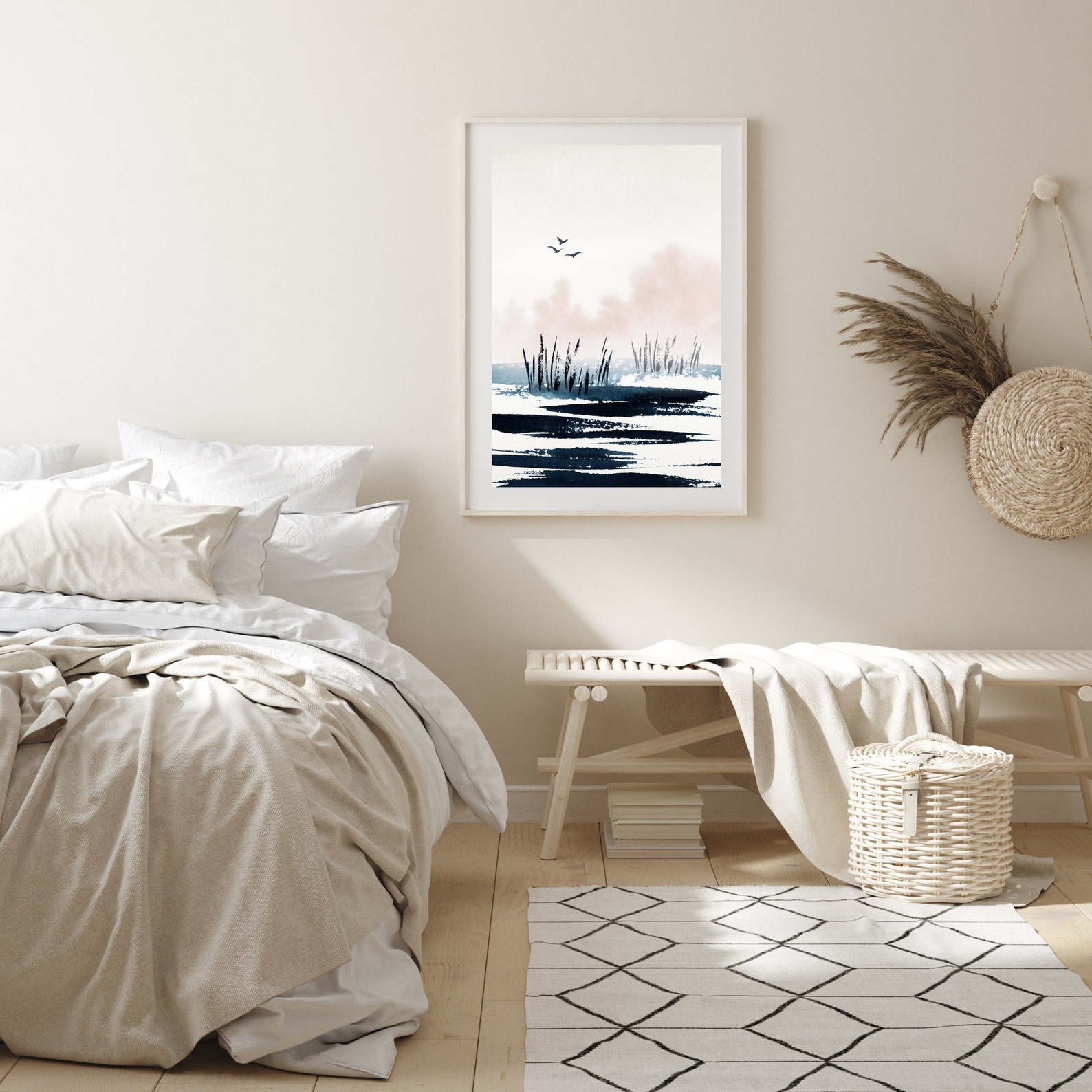 Blue Pink Wall Art Blue Blush Pink Wall Art Nursery Bedroom Etsy