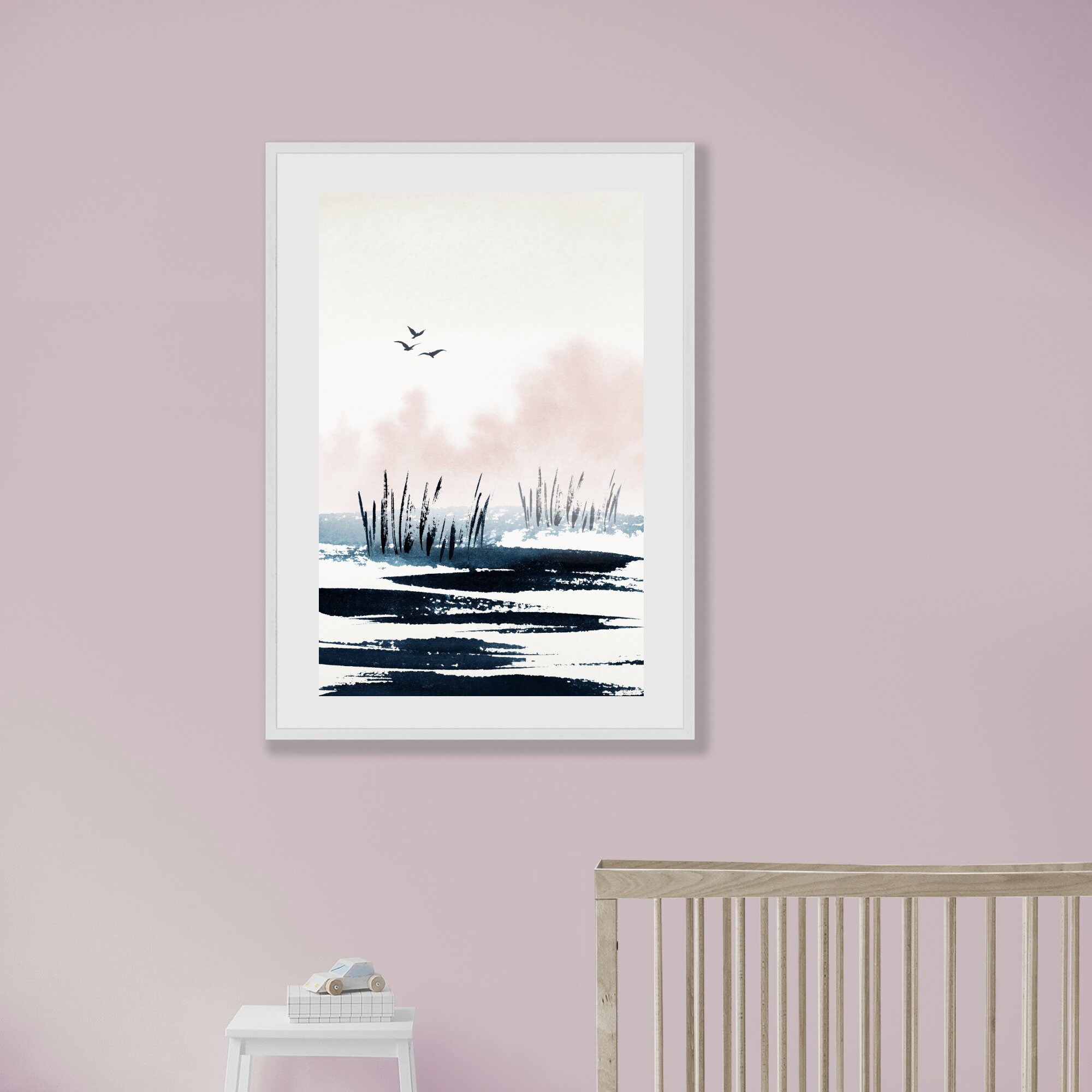 Blue Pink Wall Art Blue Blush Pink Wall Art Nursery Bedroom Etsy