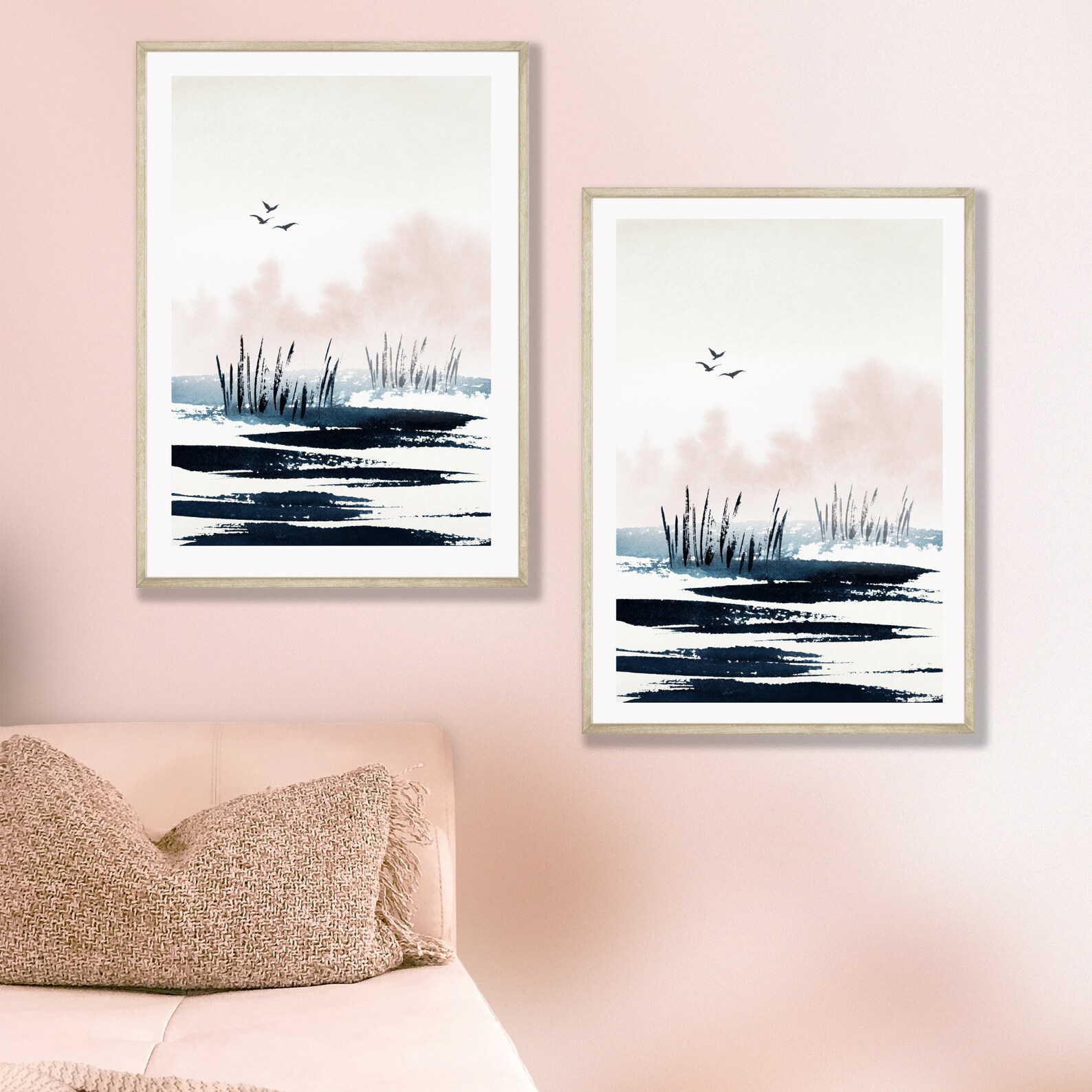 Blue Pink Wall Art Blue Blush Pink Wall Art Nursery Bedroom Etsy