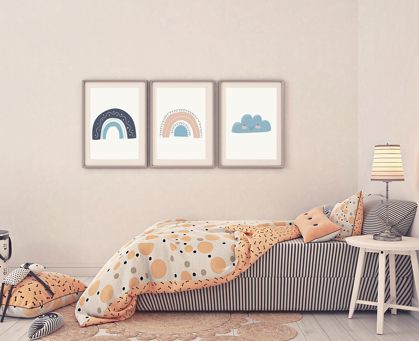 SET of 3 Baby Boy Printable Wall Art Decor for Kids Modern | Etsy