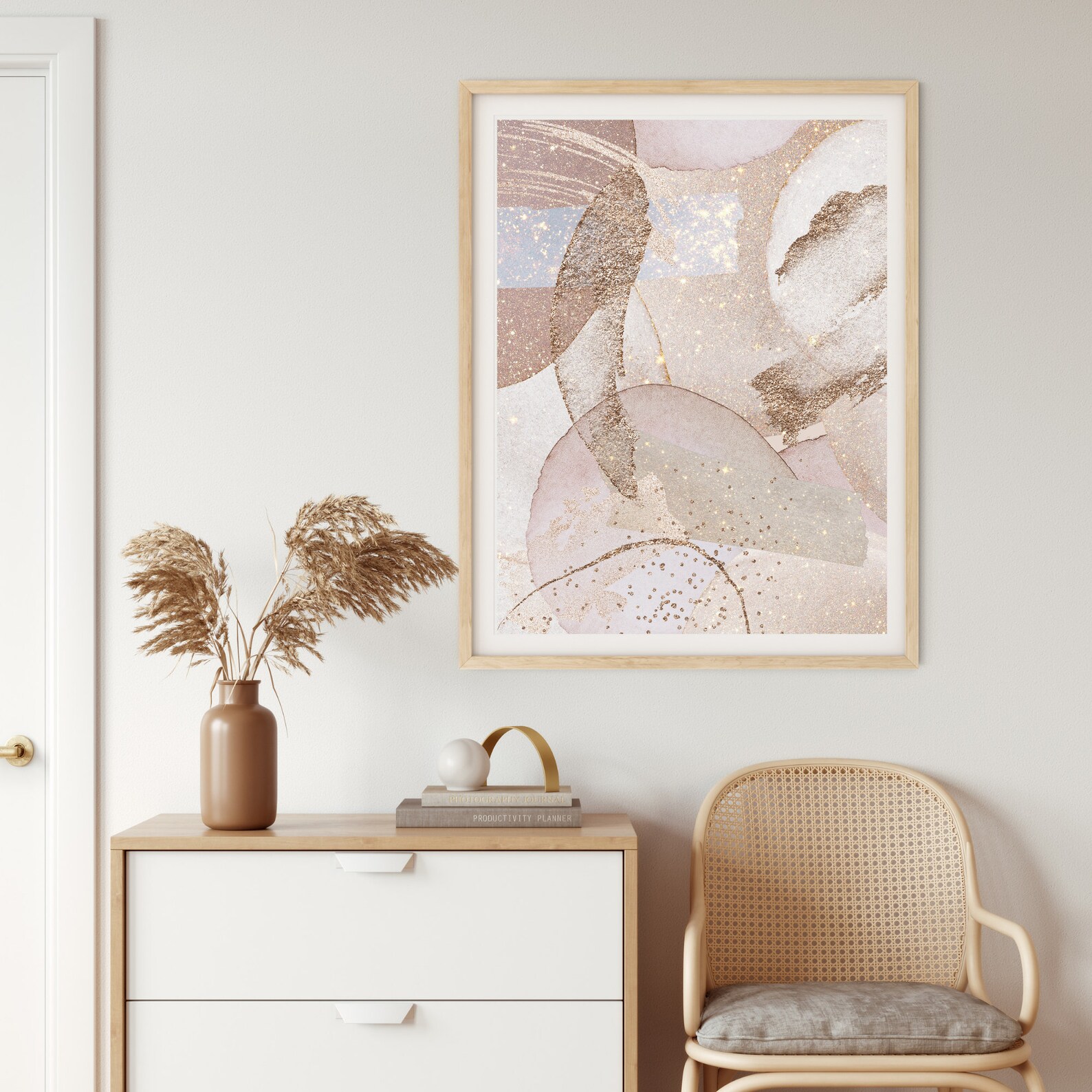 A Blush Pink Rose Gold Glitter Abstract Printable Wall Art for Etsy