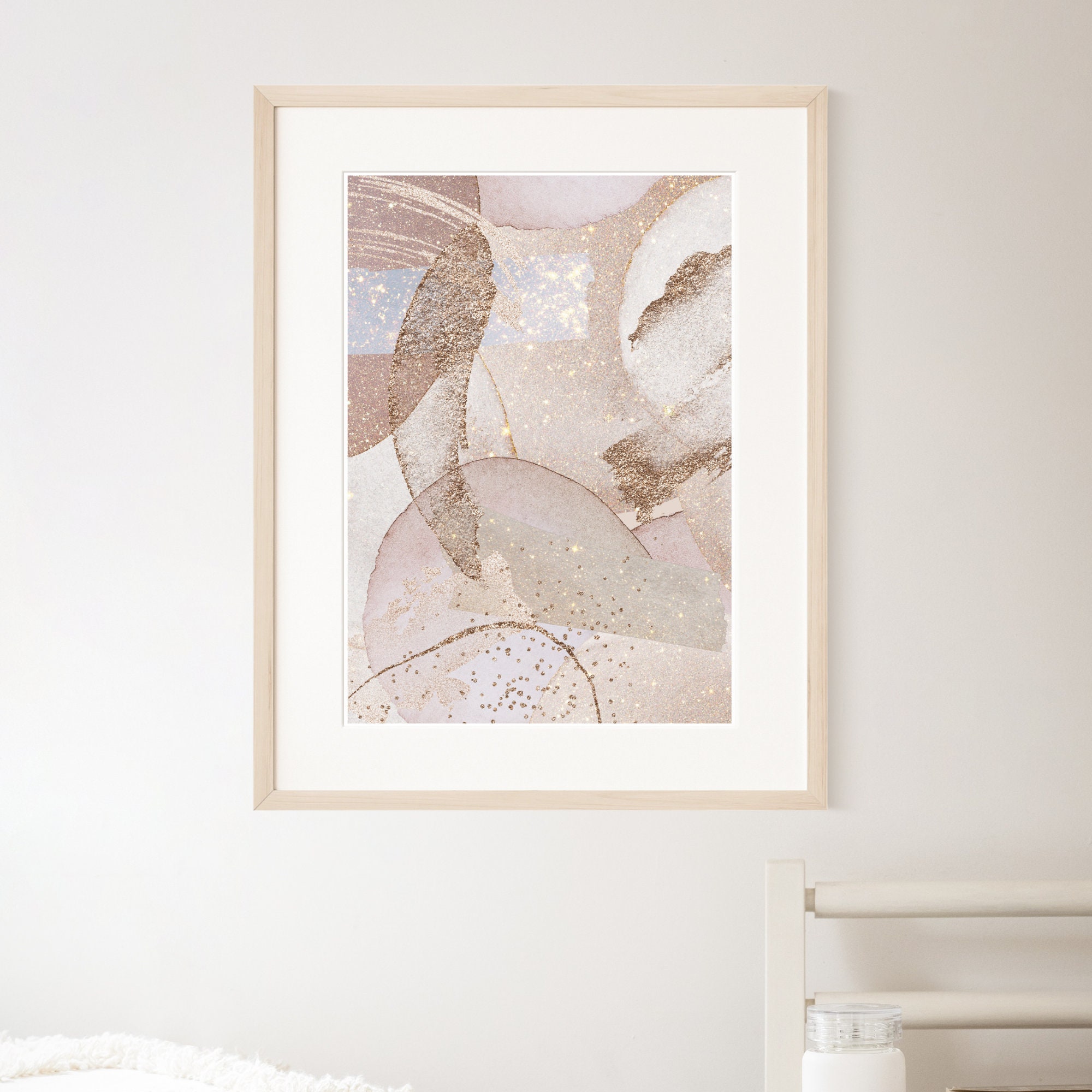 A Blush Pink Rose Gold Glitter Abstract Printable Wall Art for Etsy