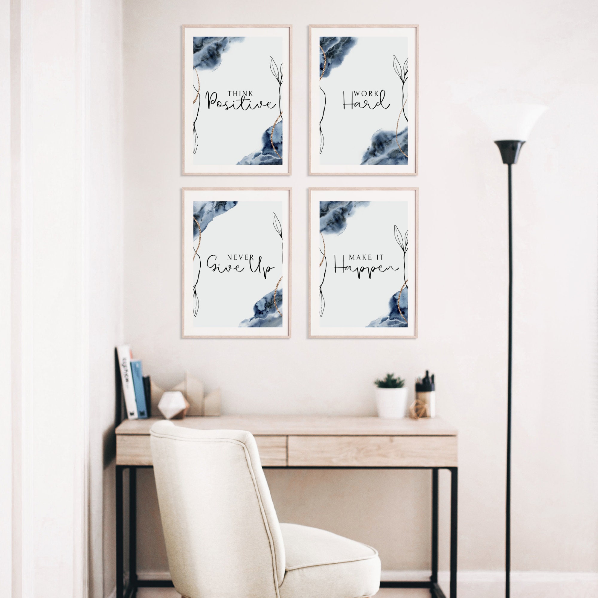 SET of 6 Inspirational Motivational Home Office Wall Art Decor  Etsy