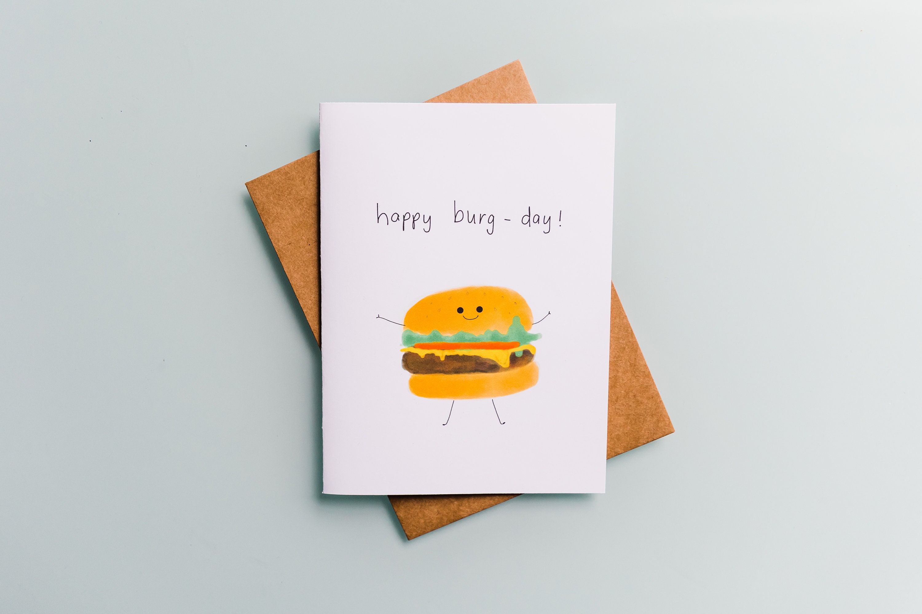 Burger Food Pun Birthday Card Happy Burg Day Etsy