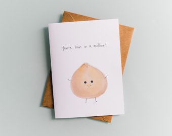 Foodie Pun Card - You're BUN in a Million! - Valentine's Day / Love Card