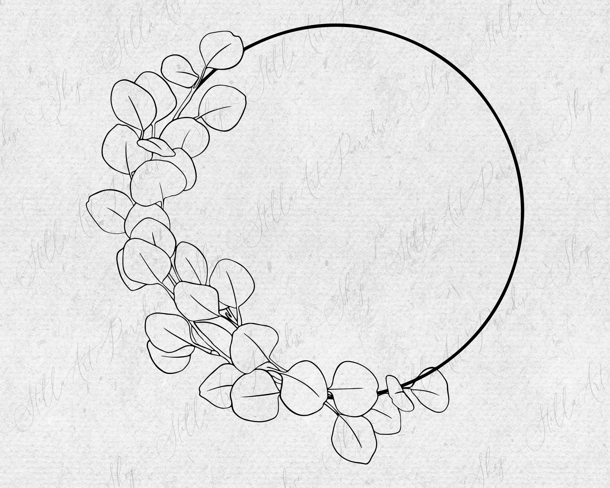 Eucalyptus Wreath svg png dxf Flower Leaves circle wreath | Etsy