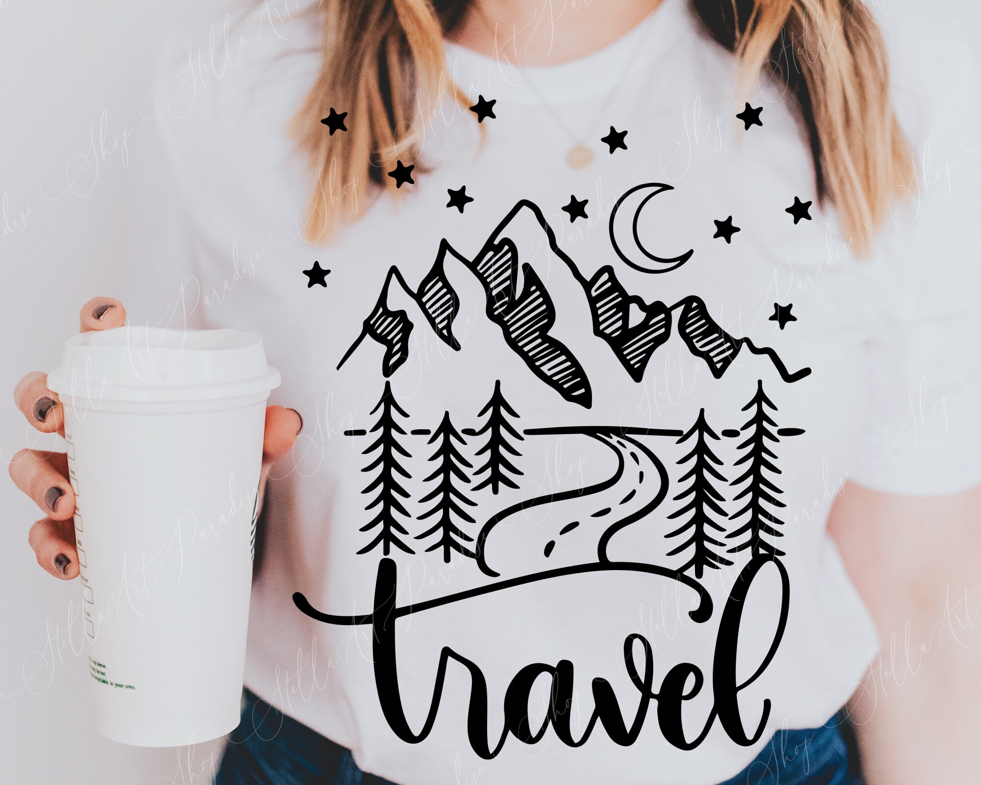 SVG Travel saying Svg png dxf Mountains moon svg cut file ...