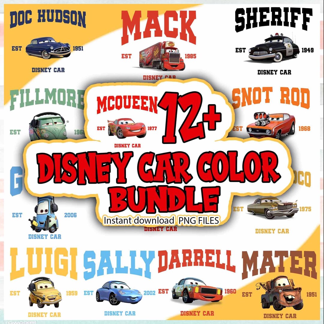 12 Disney Cars Color Bundle Png, Cars PNG Bundle, Cars Png, for Cars ...