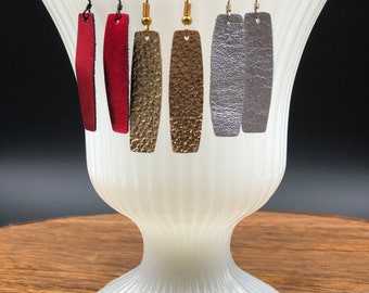 Handmade Genuine Leather Bar Earrings