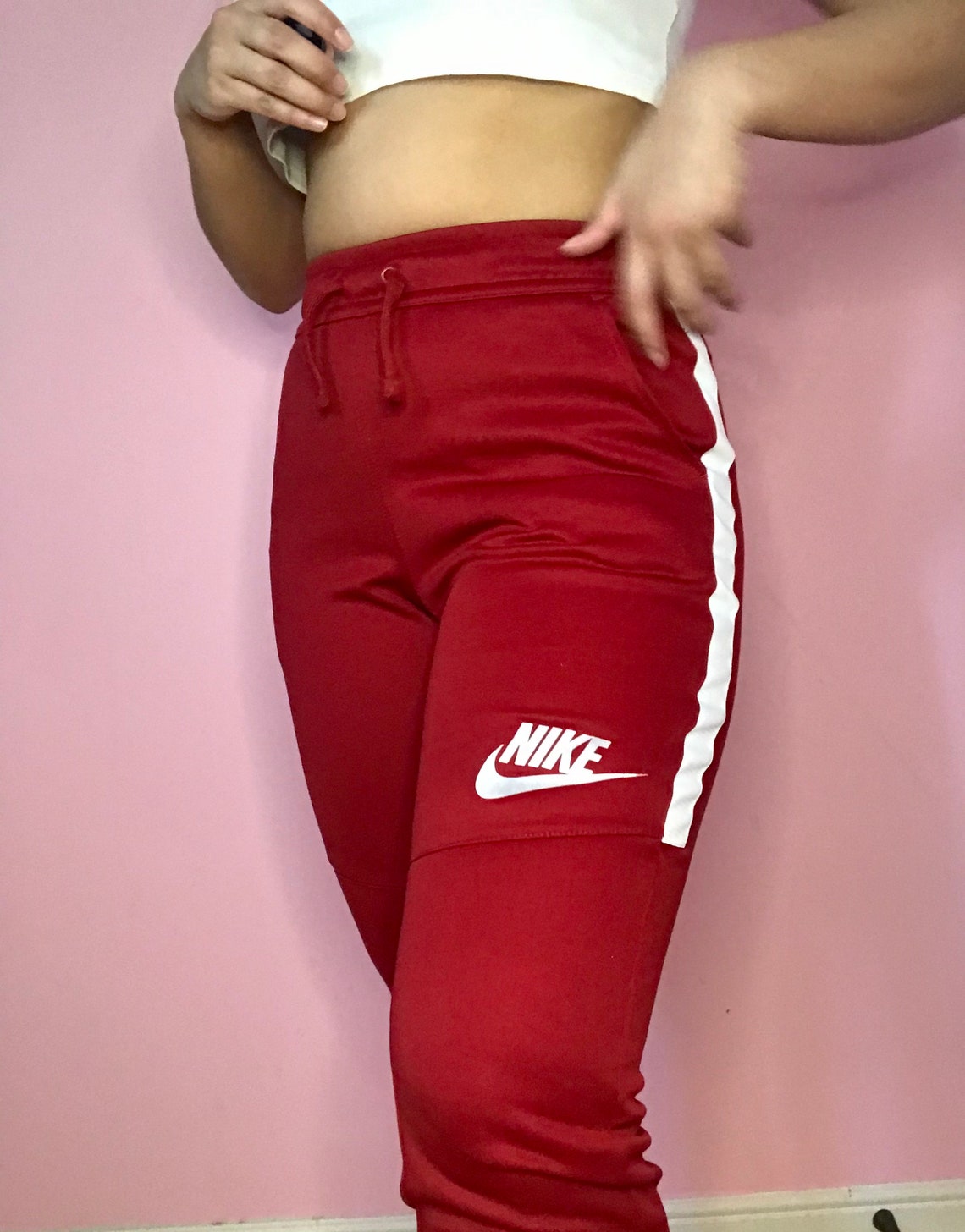 womens red nike joggers