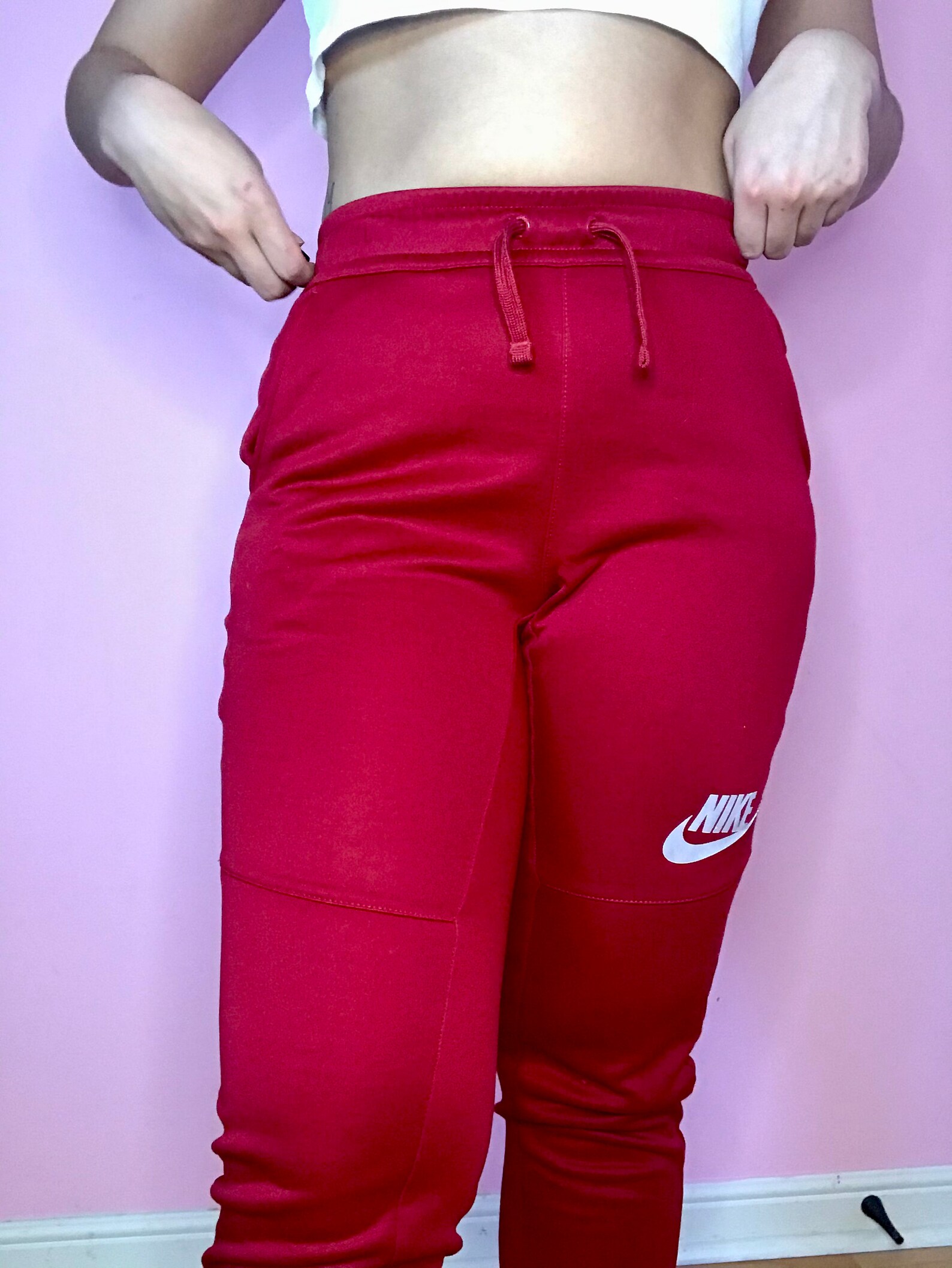 womens red nike joggers