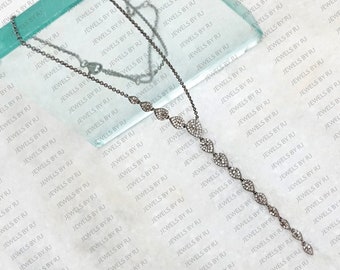 Pave Diamond Sterling Silver Lariat Y Necklace, 18 Inch