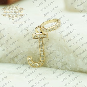 Pingente inicial J banhado a ouro prata 925, pingente inicial J de diamante em ouro maciço 14K, prata, pingente inicial de diamante pavimentado, inicial J dourado