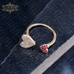 Pave Diamant & Rubin Edelstein 14K Gold Ring, 14K Gold Diamant Ohrring, Designer Diamant Ring, 14K Massives Gold Ring, Gelbgold Ring