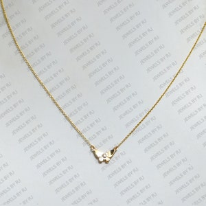 14k Solid Yellow Gold Butterfly Pendant, Small Butterfly Gold Pendant, 14K Solid Yellow Gold Diamond Pendant, Butterfly Gold Diamond Pendant